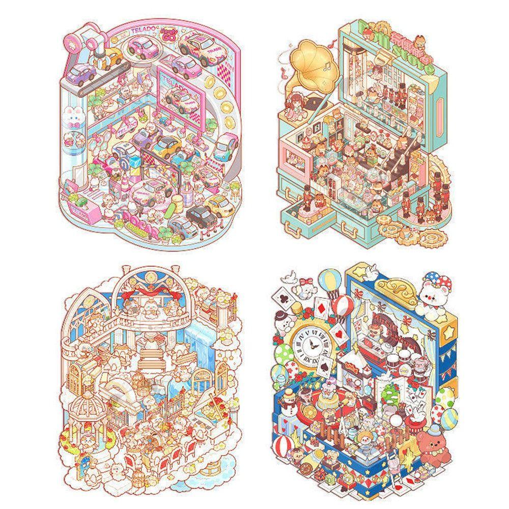 Cozy House Miniature Scene Collection Book 3D Hut Journal Stickers  Photo Prop