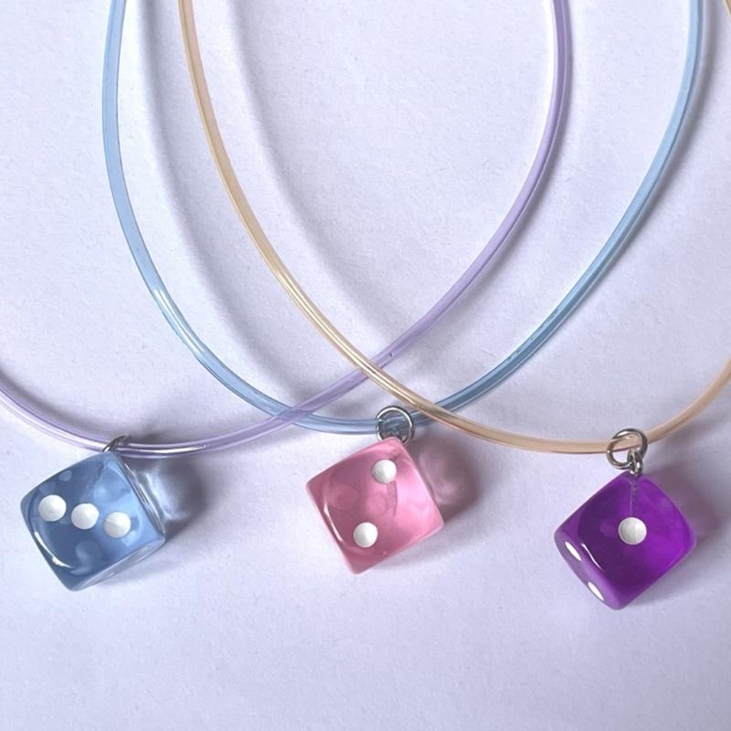 Resin Square Dices Pendant Necklace Party Jewelry Fashion Statement Choker Fashion Simple Adjustable Collar Necklace