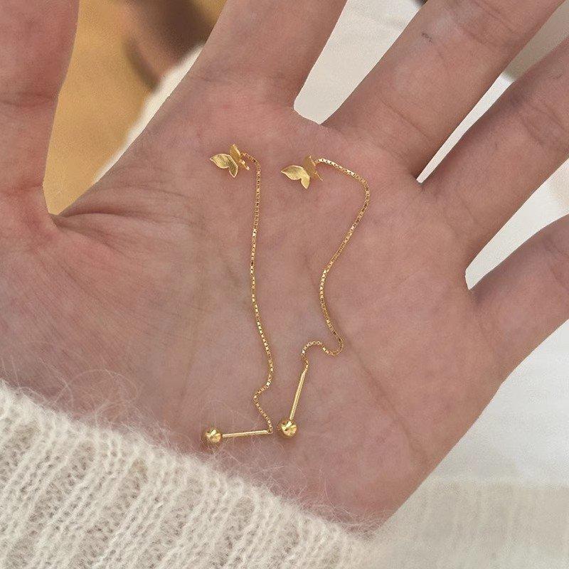 

ANENJERY Длинные серьги с кисточками из бусин-бабочек для женщин, простые темпераментные, новая тенденция, ювелирные изделия, подарки, оптовая продажа золотой