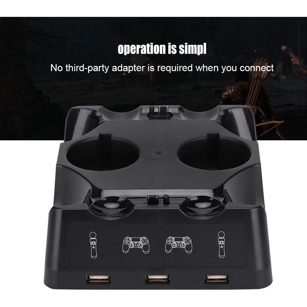 Stacja ładująca kontrolera PS4, stacja dokująca do szybkiego ładowania kontrolera ruchu PS4 VR Move z diodą LED, kompatybilna z PS4/PS4 Pro/PS4 Slim