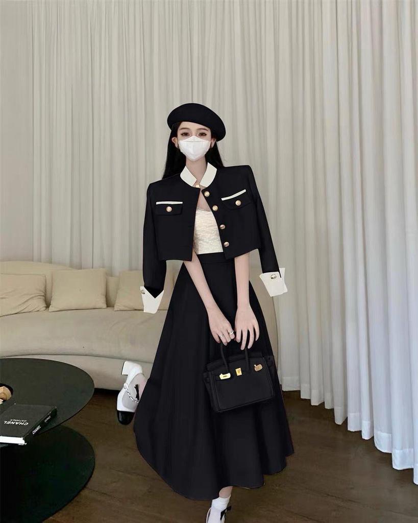 2024 Autumn/Winter French Style Socialite Suit: Short Jacket & Skirt Set for Women