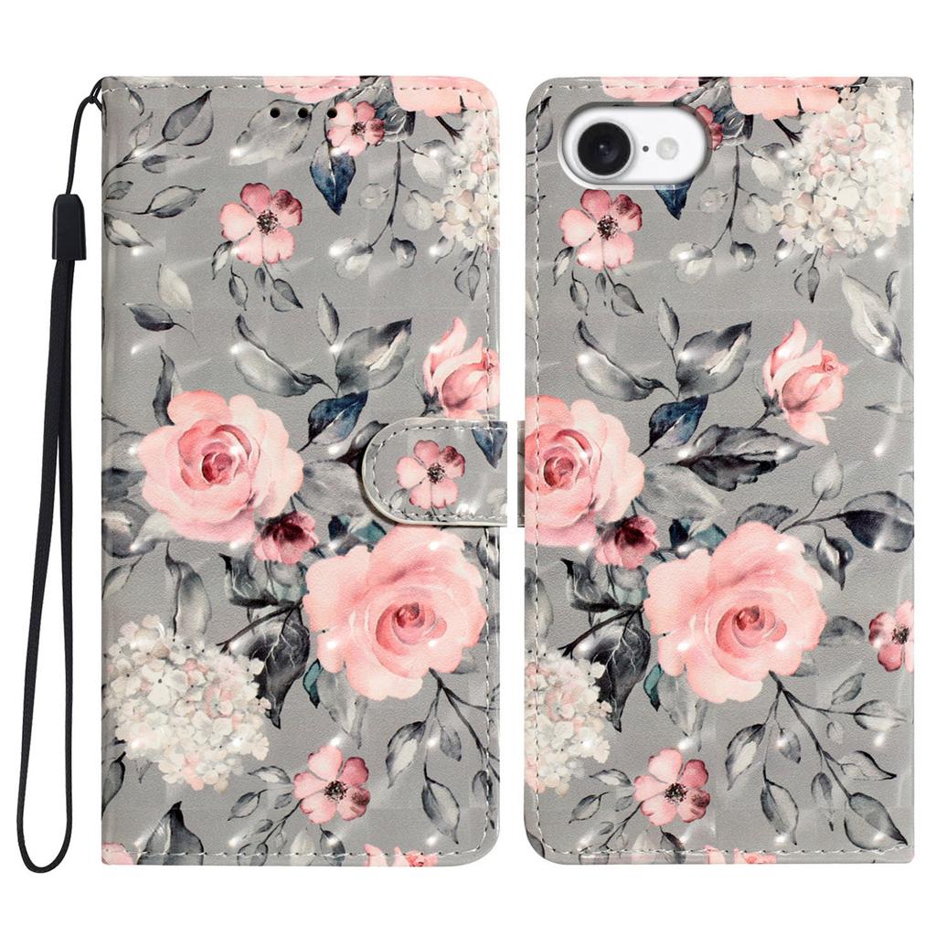 For iPhone 16e Case PU Leather Wallet Phone Cover 3D Pattern Printing