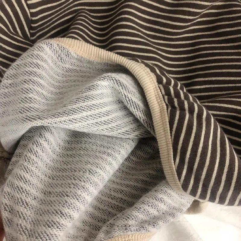 Mädchen Gestreiftes Langarmshirt Locker Rundhalsausschnitt Pullover Unterhemd