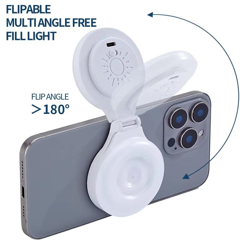 Portable Magnetic Mobile Phone Selfie Fill Light, Rechargeable Phone Selfie Light for Selfies/Photography/TikTok/live Streaming