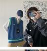 Couple's Trendy Sleeveless V-Neck Sweater: School-Inspired Hong Kong Style Knit for Summer