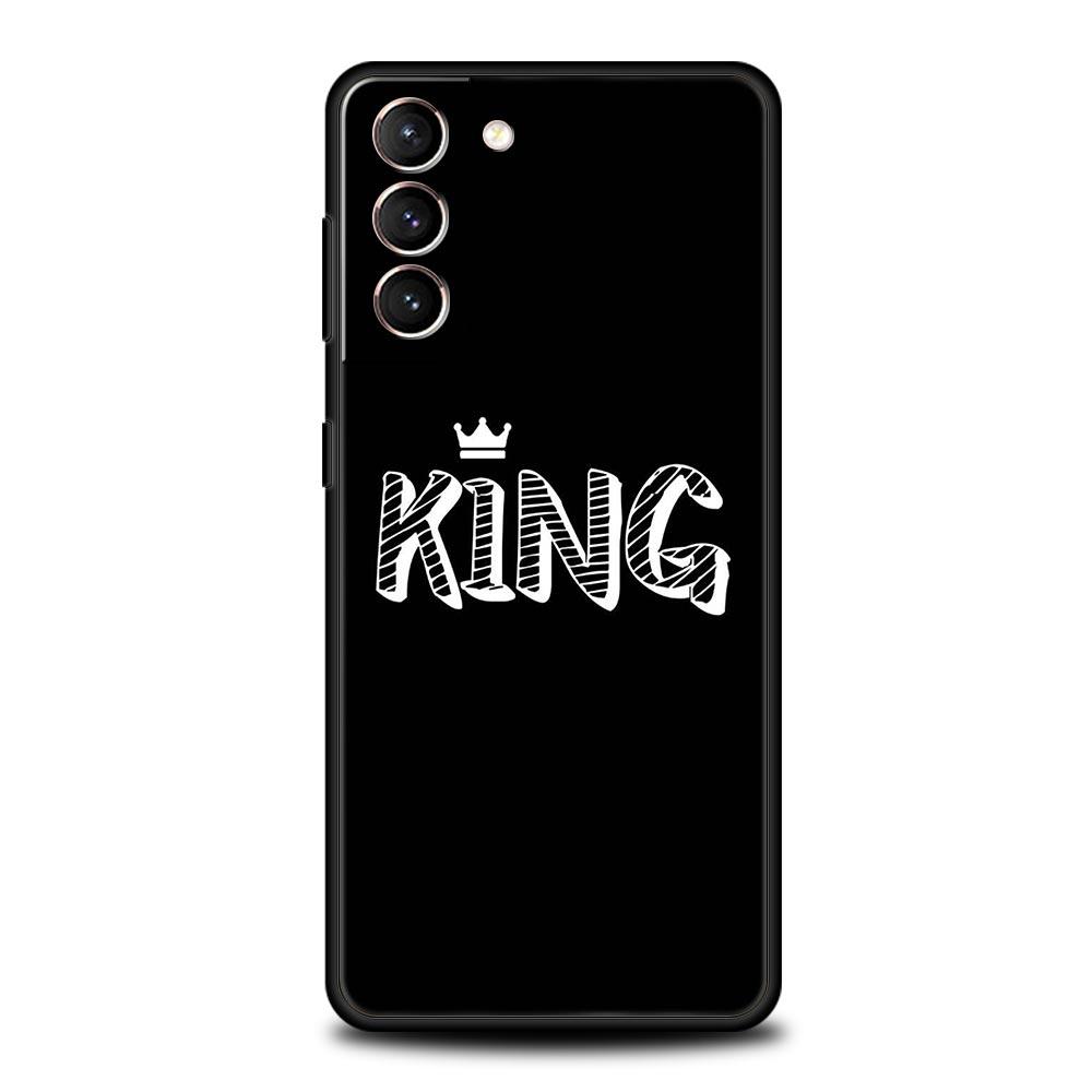 Phone Case For Samsung Galaxy S23 S22 Ultra S20 S21 FE 5G S10 S9 Plus S10E S8 Note 20 Silicone Cover King Queen Lovers Couple