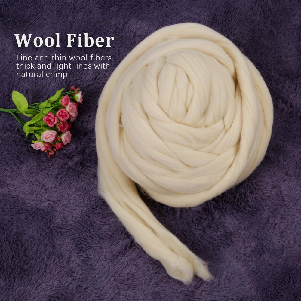 1kg Natural Environmental Pure White Warm Wool Roving Fiber (60S)
