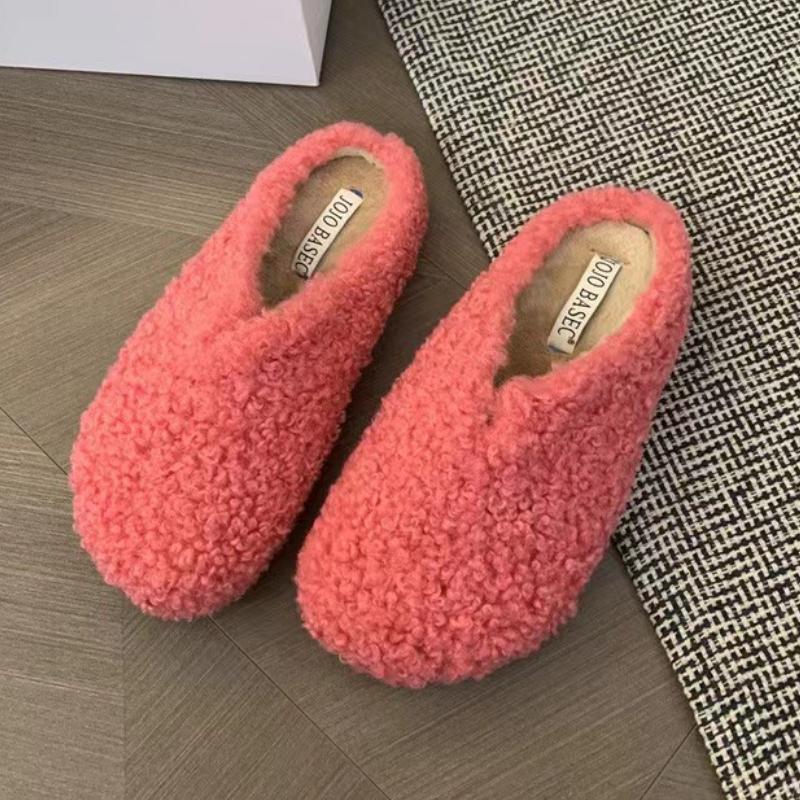 Mules Shoes Women Flats Fur Slippers Casual Short Plush Suede Shoes 2025 Trend New Winter Flip Flops Slingback Slides