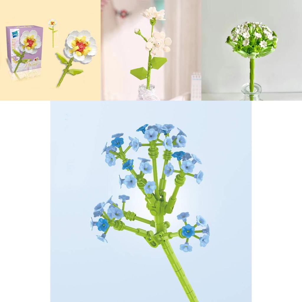 Wspaniały Przezroczysty Zestaw Klocków do Budowy Kwiatu Lotosu do Samodzielnego Układania Kompozycji Kwiatowych i na Prezenty