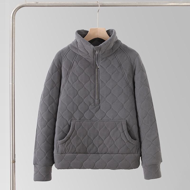 

Женский стеганый свитшот LULU из смесовой шерсти со стойкой Medium серый