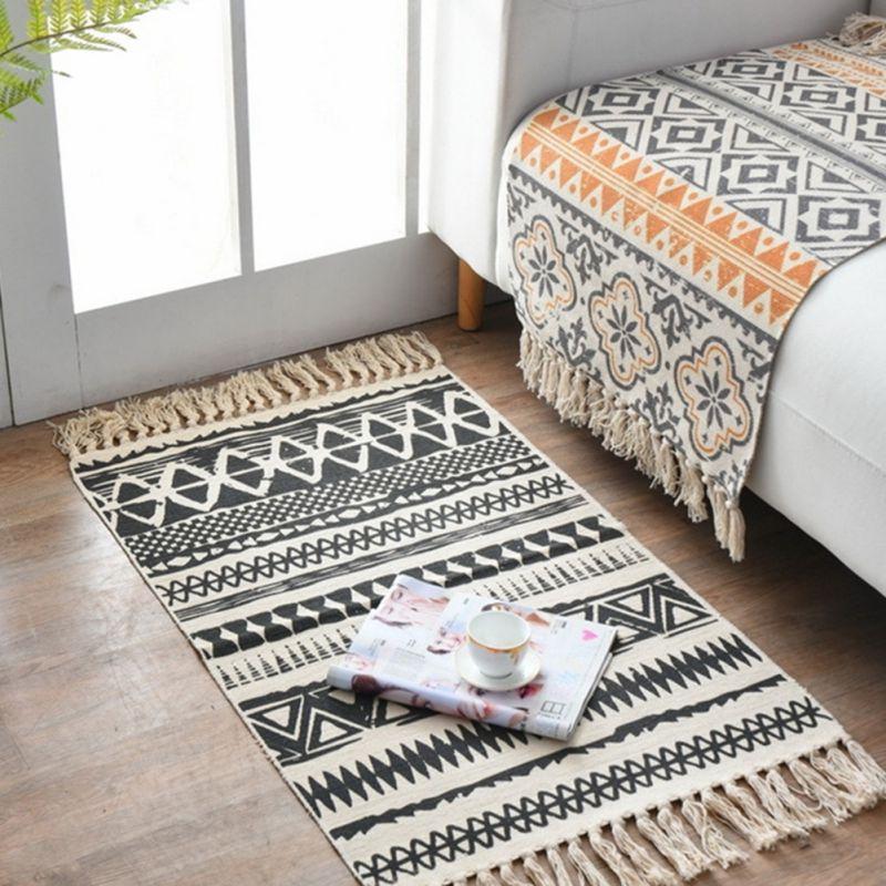 JVSISM Bohemian Rug Round Cotton Linen Carpet Rug Bedside Rug Geometric Floor Mat Living Room Bedroom Carpet Home Decoration-A JVSISM Bohemian Rug Round Cotton Linen Carpet Rug Bedside Rug Geometric Floor Mat Living Room Bedroom Carpet Home Decoration-A