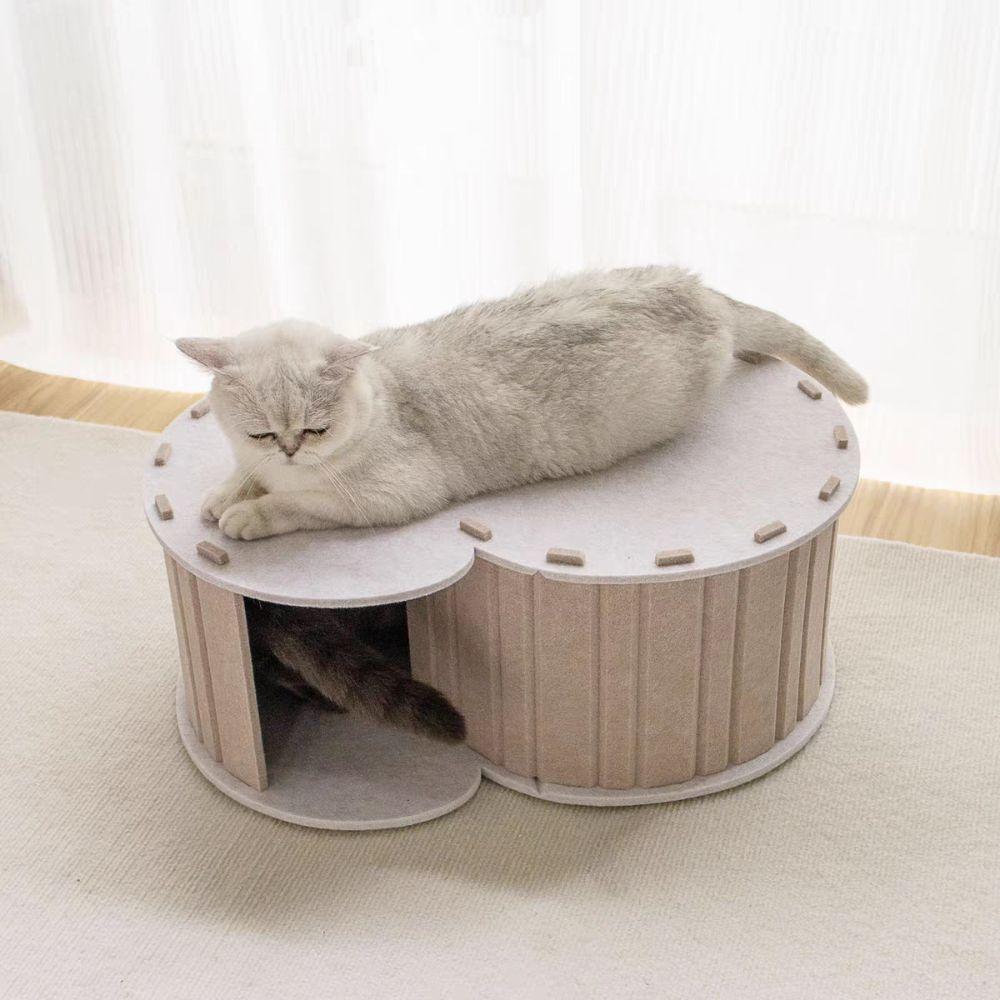 Detachable Felt Cat Tunnel Bed S-shaped Cat Hideaway House Semi Enclosed Cat Nest  Playing