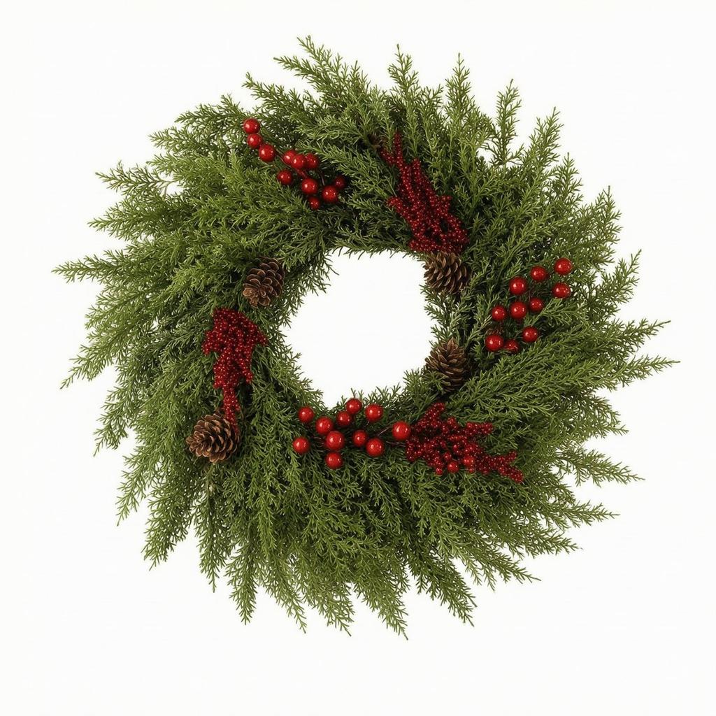 Entry Door Christmas Wreath with Red Berries Indoor Outdoor Holiday Decor Full