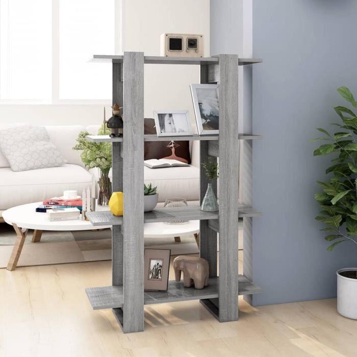 Bibliothèque - Sonoma - 80x30x123,5 cm - Bois - Séparateur de pièce - Gris sonoma