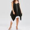 Women Plus Size V Collar Loose Bilayer Dress With Irregular Mini Silhouette For Casual And Party Wear