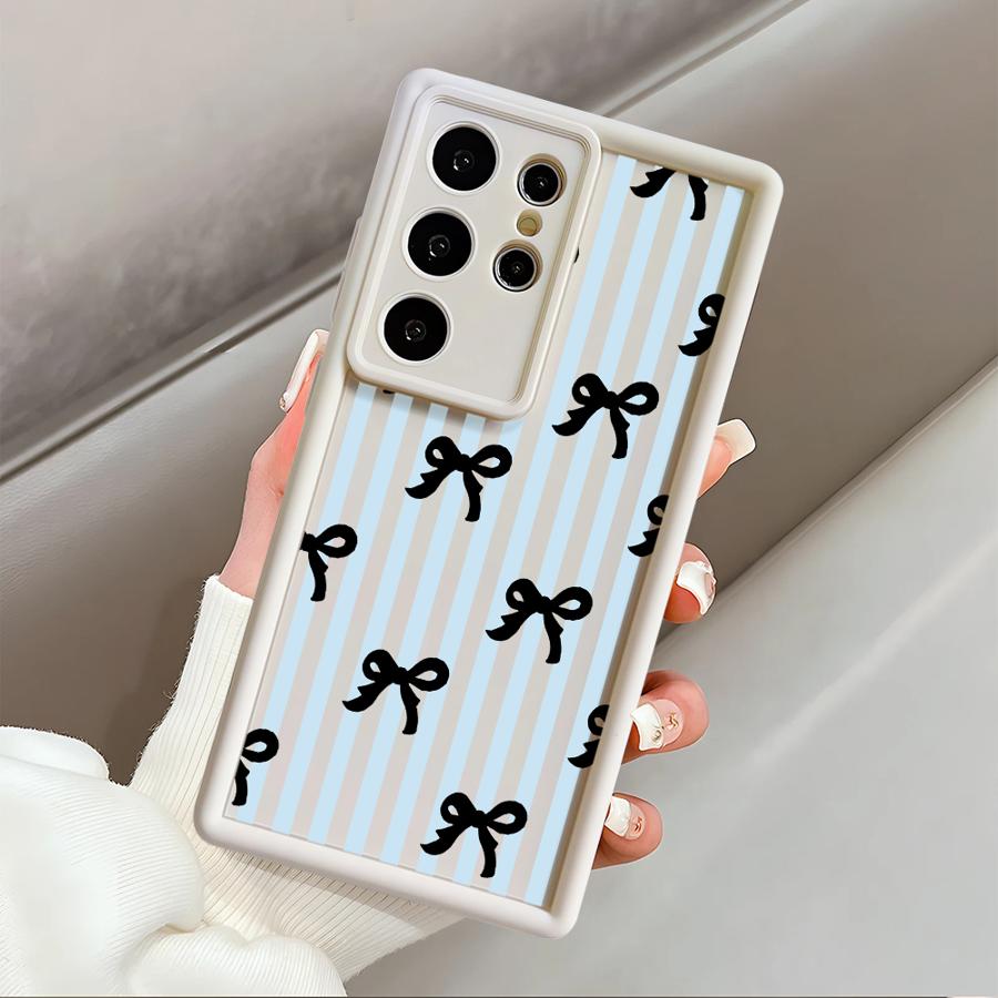 Case for Samsung Galaxy S26 Ultra S24 Plus S25 S25 Edge S22 S23 FE S21 S20FE S24Ultra Phone Cover Fashion Striped Bow