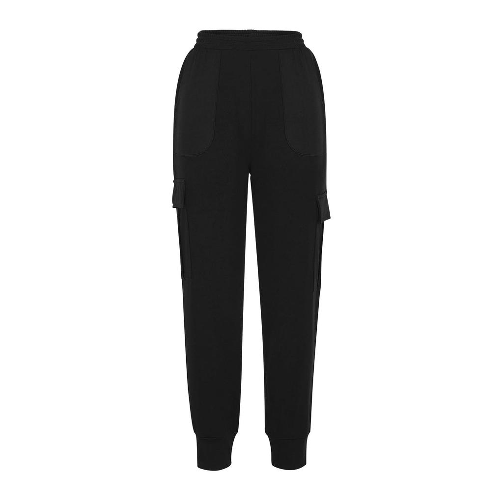 Women's Color Baggy Slimming Running Fitness Pants Pocket Girdle Foot Cargo Pants Long Pants