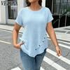 Women's Fashion Casual Summer Spring Solid Color Print Short Sleeve O-Neck Blouses & Shirts
