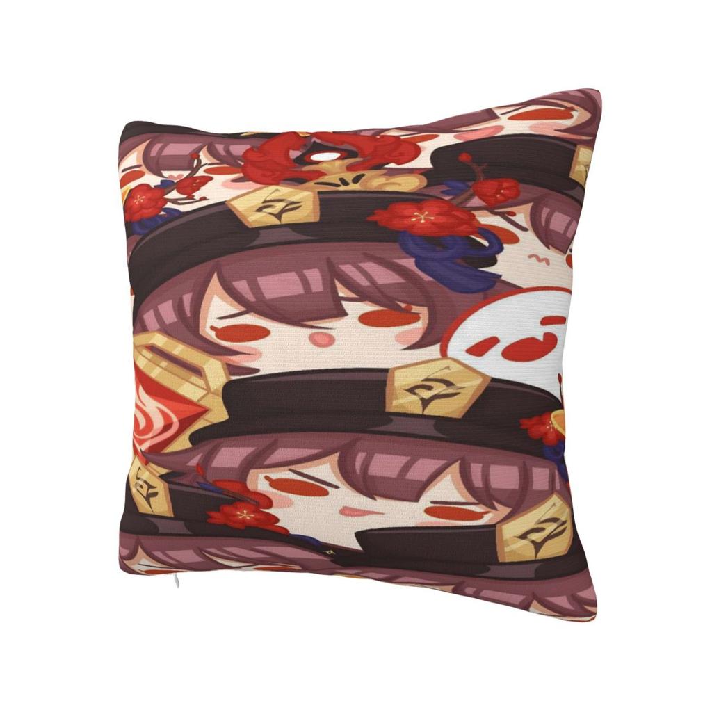 Pillow Cover Anime Genshin Impact Hu Tao Chrismas Game Printed Cushion Cover Pillow Case For Chair Home Decoration Pillowcases