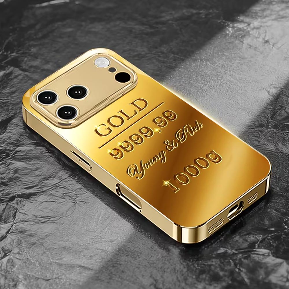 Gold Pattern High-end Phone Case Electroplated Glass TPU PhoneCase for iPhone 17 16 15 14 13 12 11pm Pro Plus Dropresistant