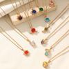 Fashion 12 Constellations Zirconia Pendant Necklaces for Women Sparkling Golden Stainless Steel Necklace Jewelry