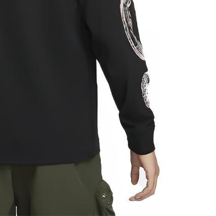 Nike ACG Series Printed Pattern Crew Neck Casual Long Sleeve T-Shirt Men Tops Black FV3489-010
