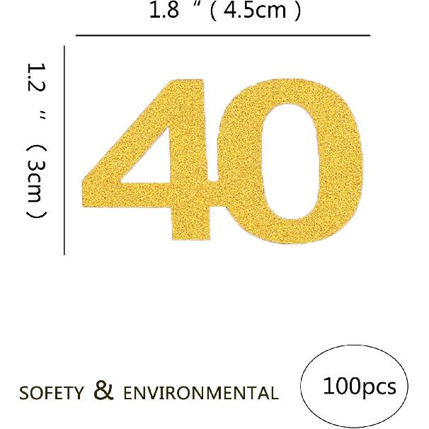 40th Happy Birthday Confetti Decorations - Gold Glitter Number 40 Party Decorations, Wedding Anniversary Party Table Decorations