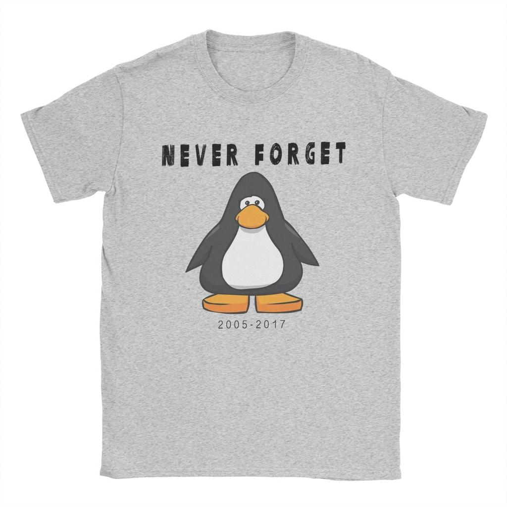 Men's Club Penguin Never Forget T Shirts Cotton Clothes Funny Short Sleeve Crewneck Tee Shirt Big Size T-Shirts