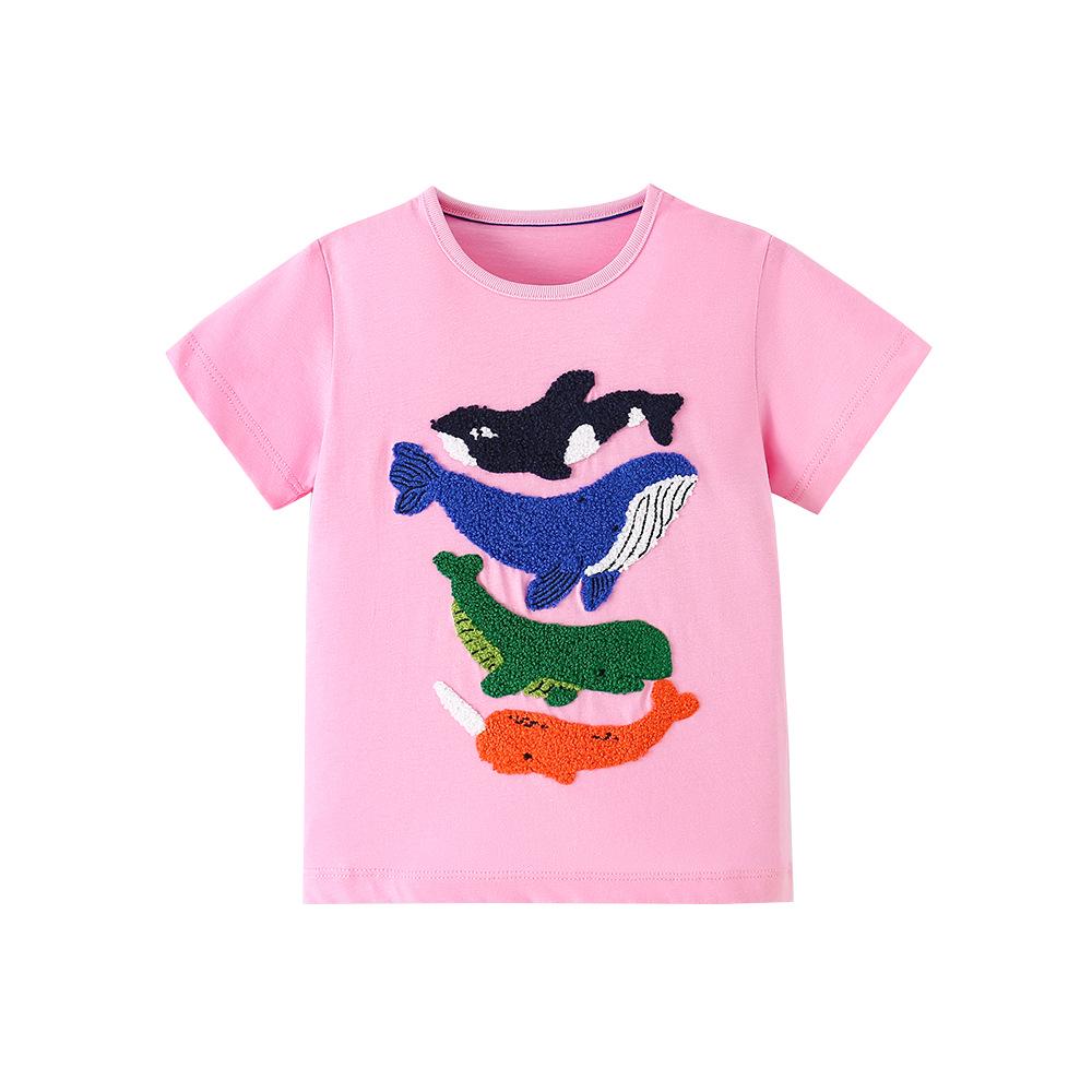 26-Year Spring/Summer Girls Cartoon Whale Embroidered T-Shirt 120 cm (6Y)