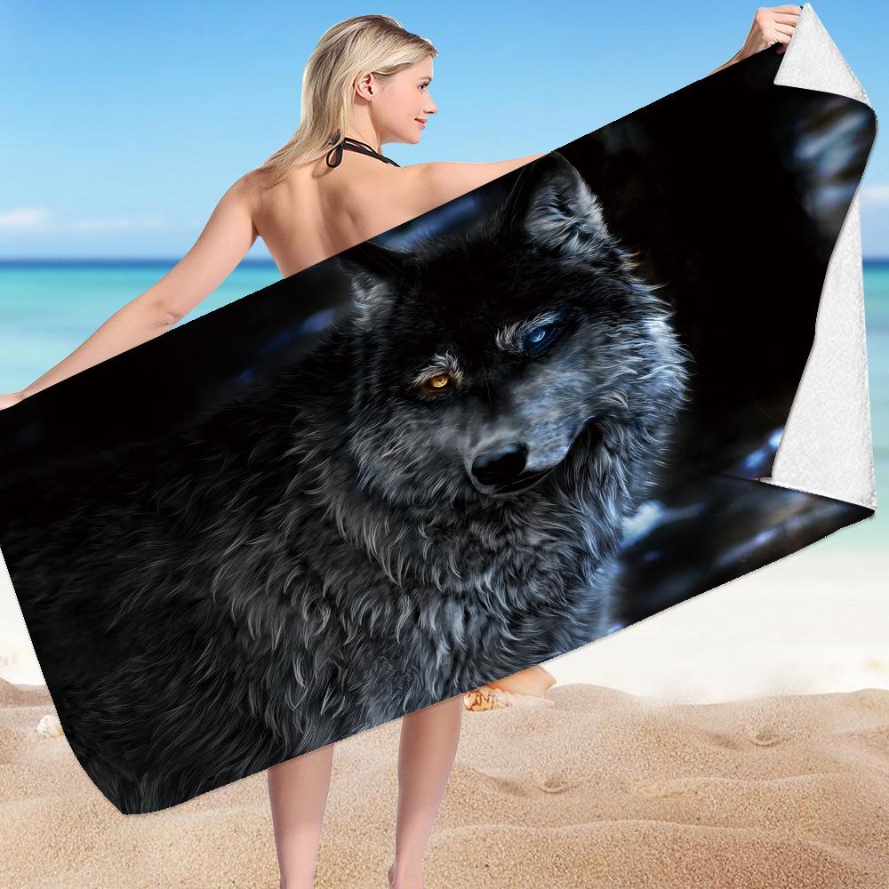 Wolf Beach Towels Super Abaorbation Bath Towel Mystery Vicious Wild Animals for Boys Men Adults for Travel Swimming Hotel Towels