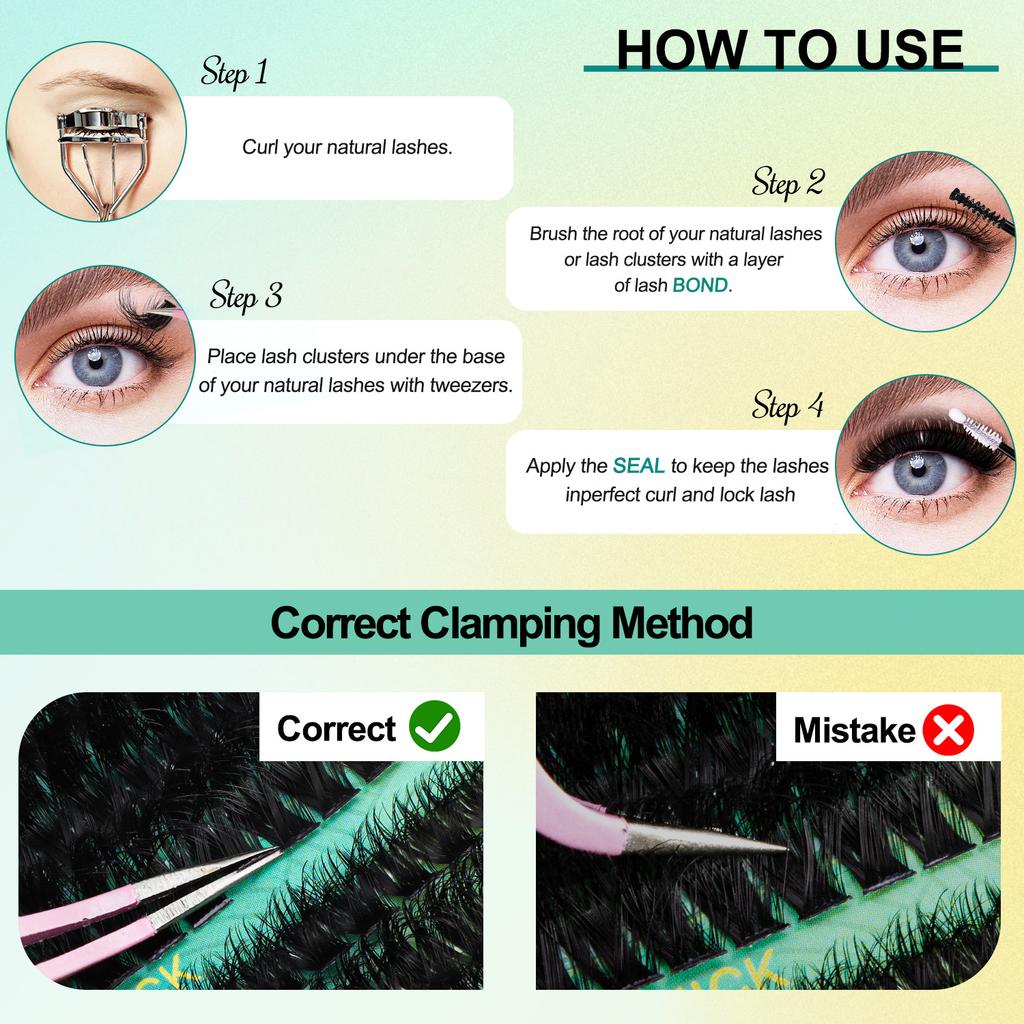 Dense Dd Curled Mixed False Eyelash Set 10-16M Curled Diy Segmented Eyelashes