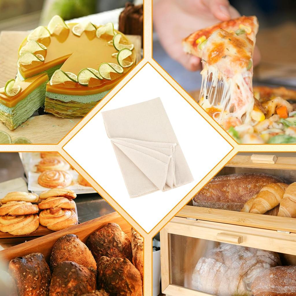 Pastry Cloth for Rolling Dough, Bread Cloth, 14x17.7 Inch Heavy Duty Linen Proofing Cloths for Bread Dough, Baguettes
