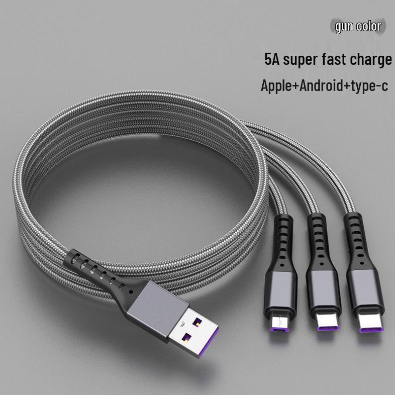 Nylon Braided 3-in-1 Multi-Head Fast Charging Cable (2A)