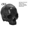 Thick Texture Skull Decor Resin Ornament, Dark Style Halloween Prop, Sturdy Ornament Durable Teaching Model, Matte Black Anatomy Model Retro