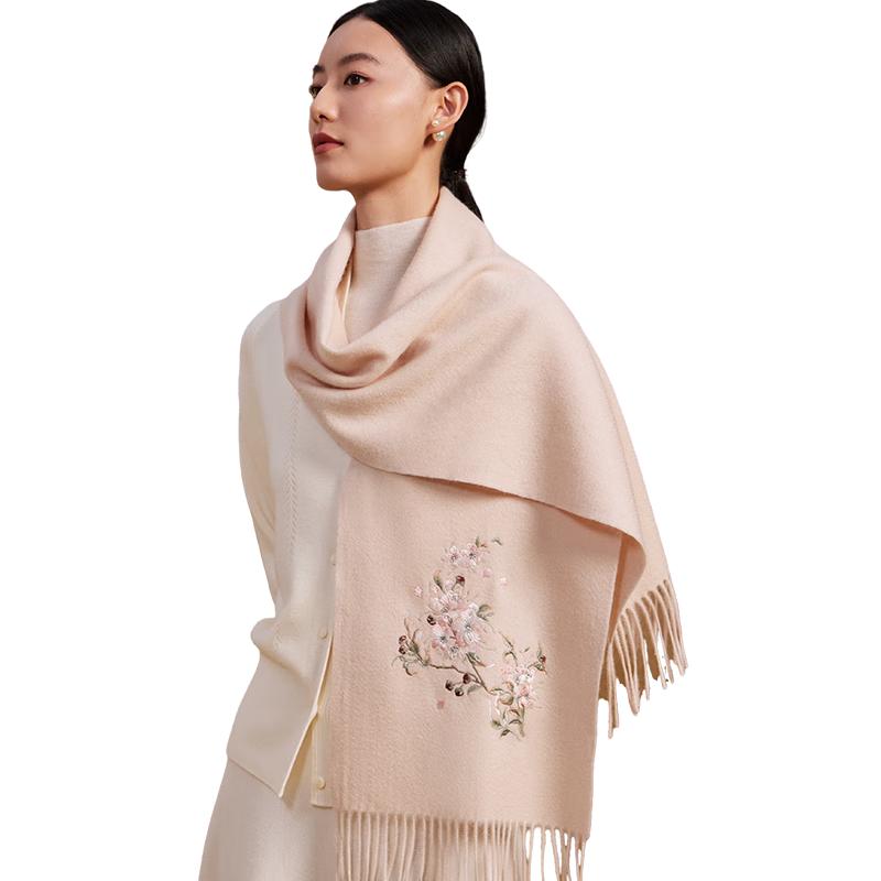 Shanghai Story Embroidered 100% Wool Scarf