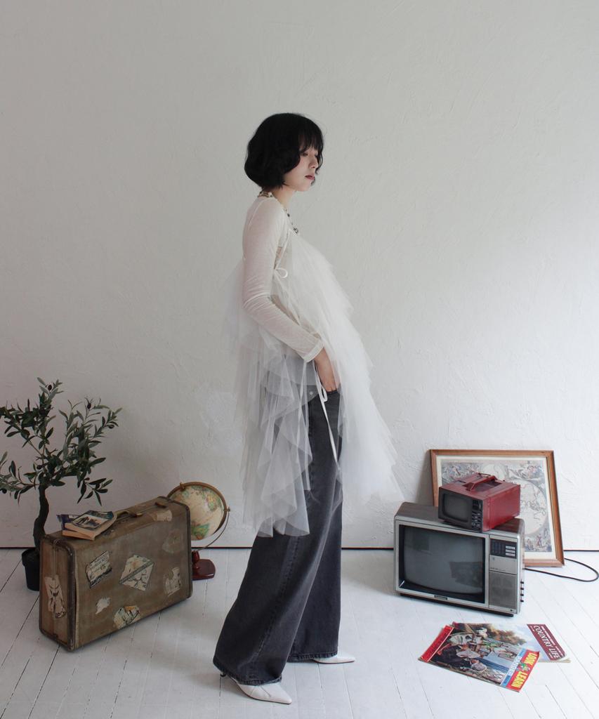 RUBATI Airy Tulle Lace Layering Dress_White
