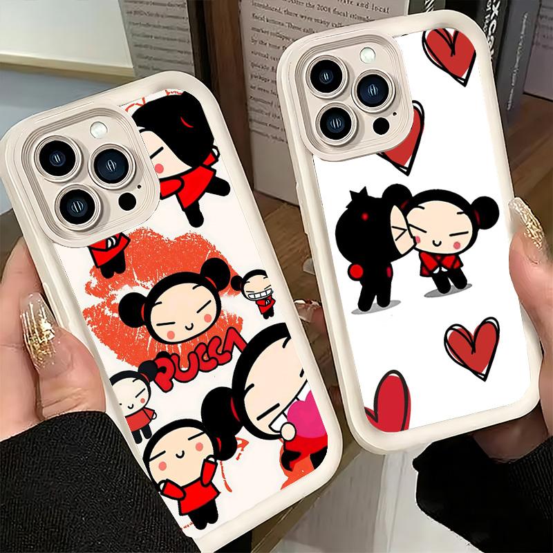 Phone Case for iPhone 17 Air 16E 15 16 Pro Max Cartoon Cute Pucca Garu Cover 14 Plus 13 12 Mini Soft Shell Silicone Fundas