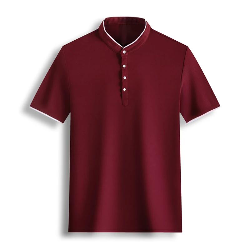 2026 Men's Casual and Fashionable Solid Color Short Sleeved Stand Up Collar T-shirt Summer Versatile and Comfortable Top