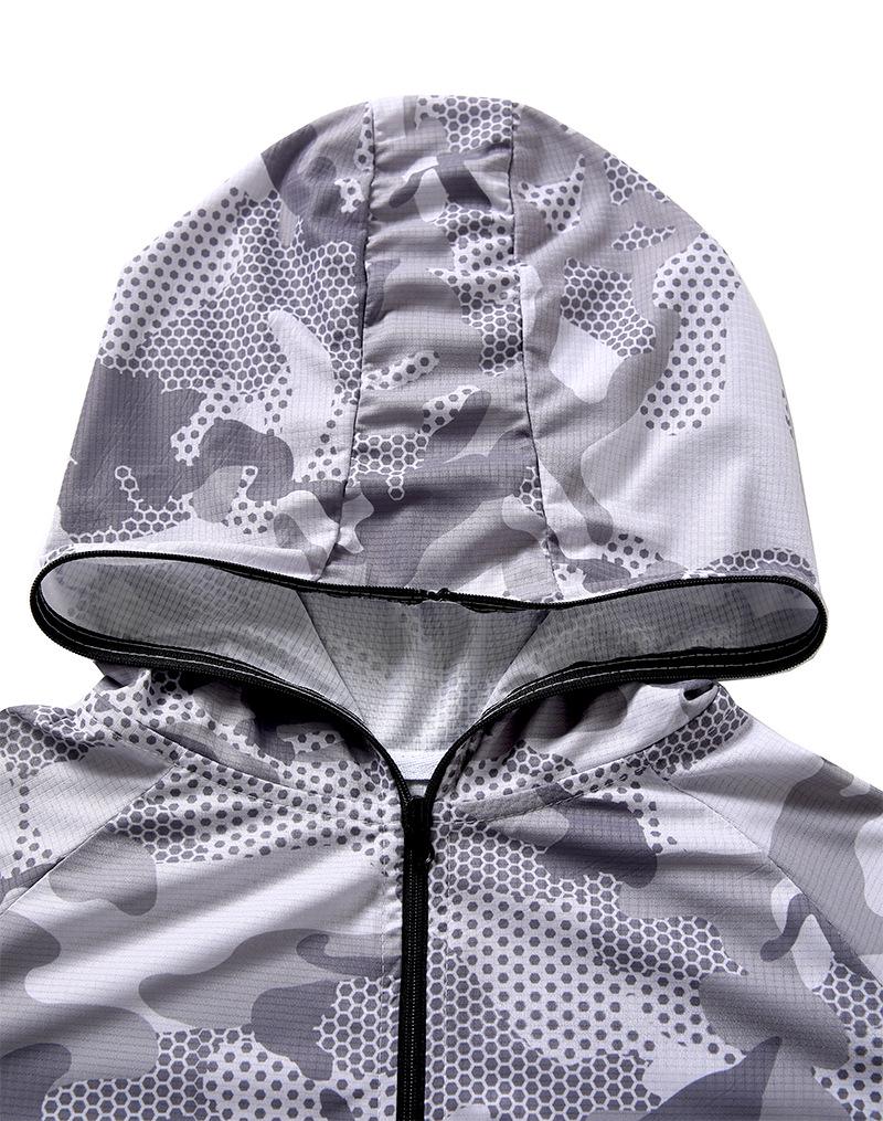 Camouflage Quick-Dry Breathable Hooded Long Sleeve Fishing Apparel with Sun Protection