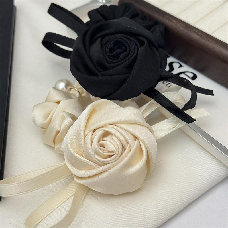 Fasce per Capelli Floreali Francesi Elastici per Capelli Corda per Capelli in Raso Rosa Scrunchies Eleganti per Donna Copricapo Stile Coreano Accessori per Capelli
