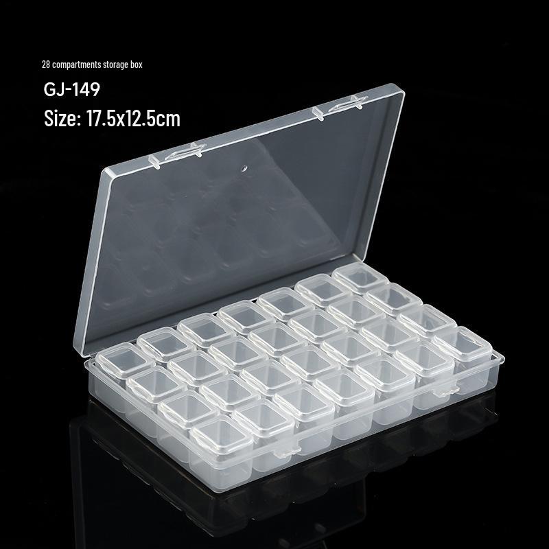 Nail Art Jewelry Storage Box - 28-Grid Detachable Rhinestone Organizer for Small Accessories