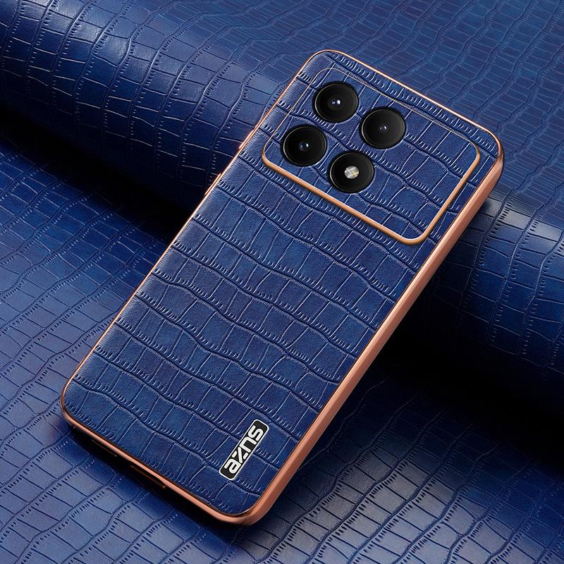 Xiaomi 15 Electroplated Crocodile Pattern Phone Case - Redmi K80/POCO F7Pro Anti-Fall Business Cover