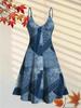 2026 Summer Autumn Trendy Faux Denim Print Spaghetti Strap Women's Dress