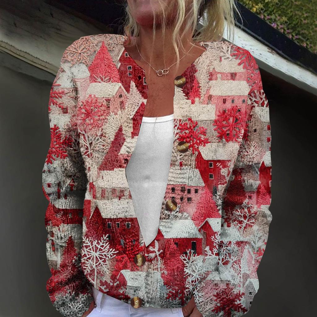 Langermet strikket cardigan-jakke med knapp ned for kvinner