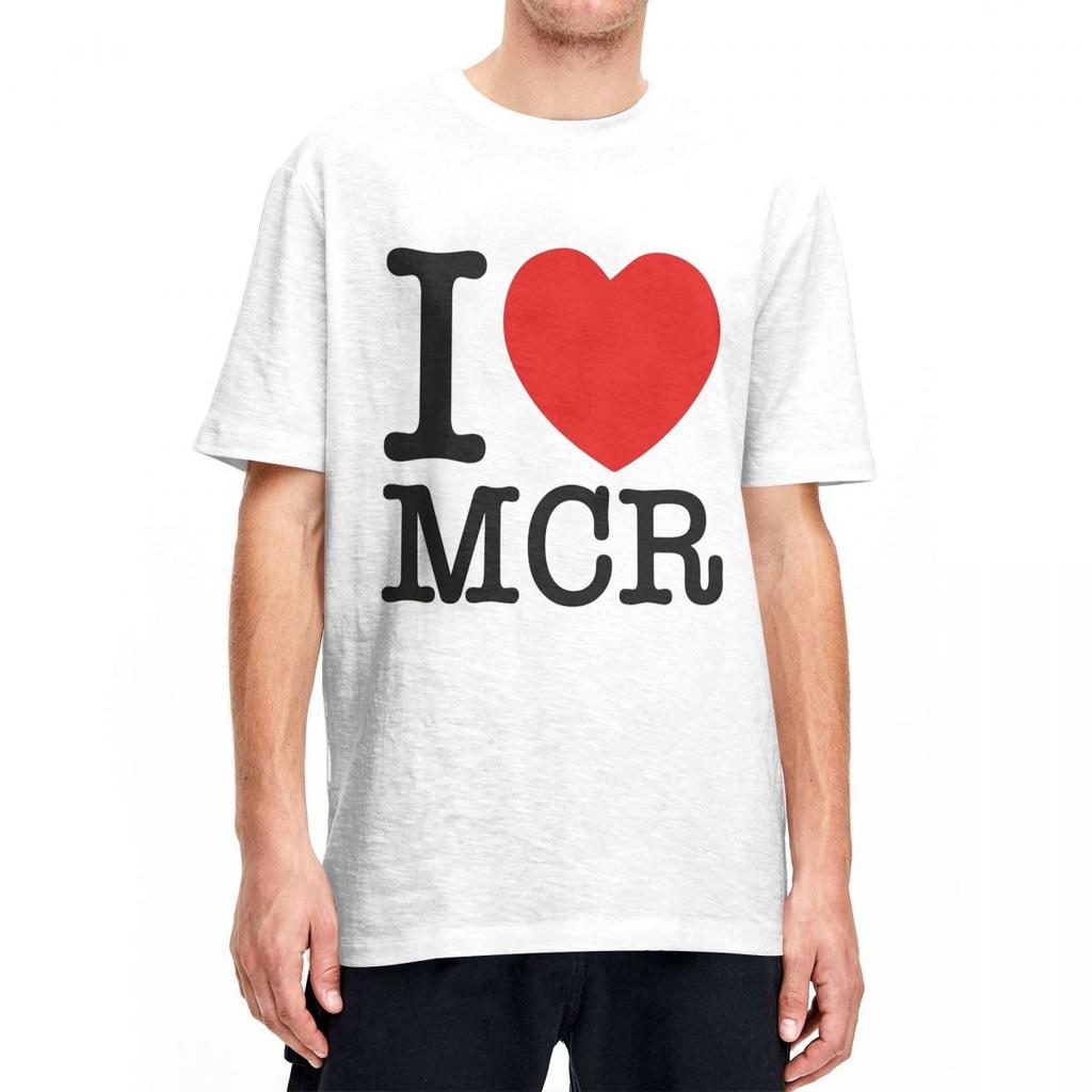 Mens T-Shirt I Love MCR Print T-Shirts Fashion My My Chemical Romance Mcr Band Summer Tees Streetwear Cotton Clothes Fans Gift