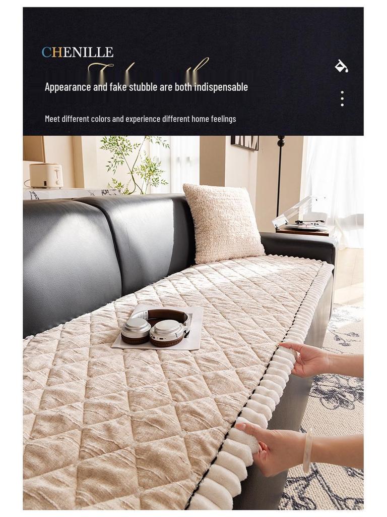 Nordic Plush Winter Sofa Cushion - Thickened, Non-Slip, Rectangular Bun Design.