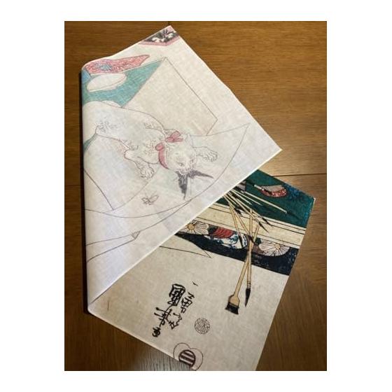 Ukiyo-e Tenugui Towel - "Wise Women and Fierce Women: Lady of Dainagon Yoshikane" by Kuniyoshi Utagawa - Printed with Reactive Dyes On Premium Tokka