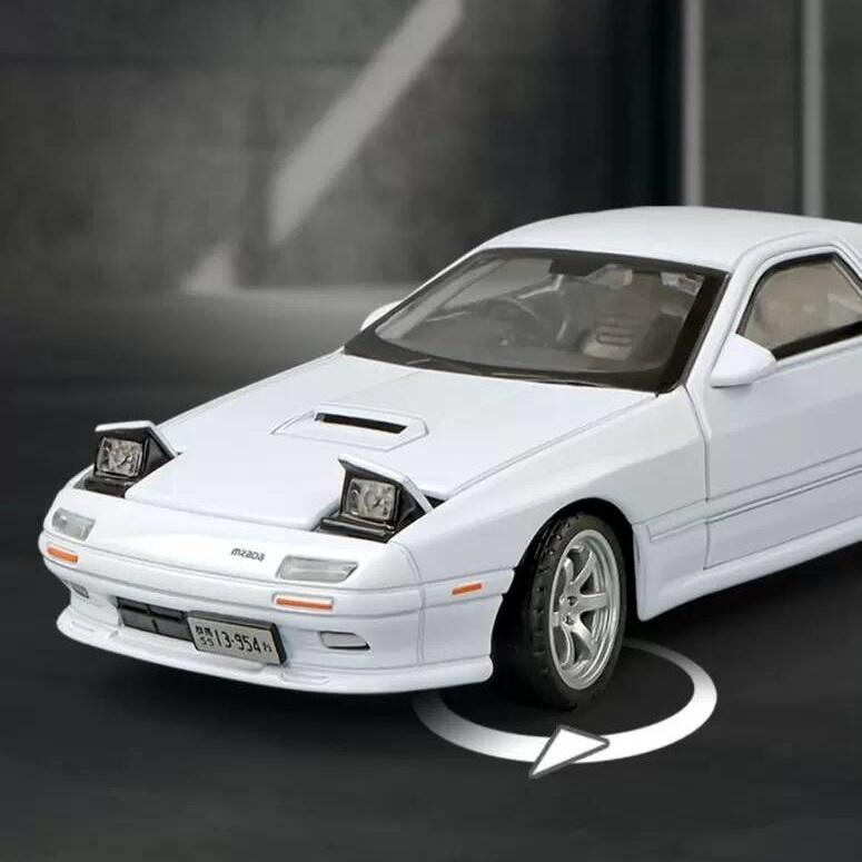 Initial D JDM Mazda RX-7 FC3S Supercar Simulation Diecast & Toy Vehicles Sounds & Light Pull Back Car 1:32 Alloy Model