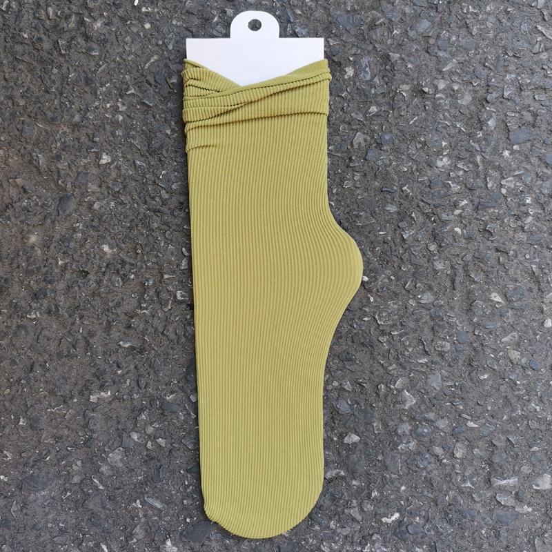 Women's Summer Thin Allpurpose Solid Color Retro Vertical Stripe In The Long Tube Pile Socks