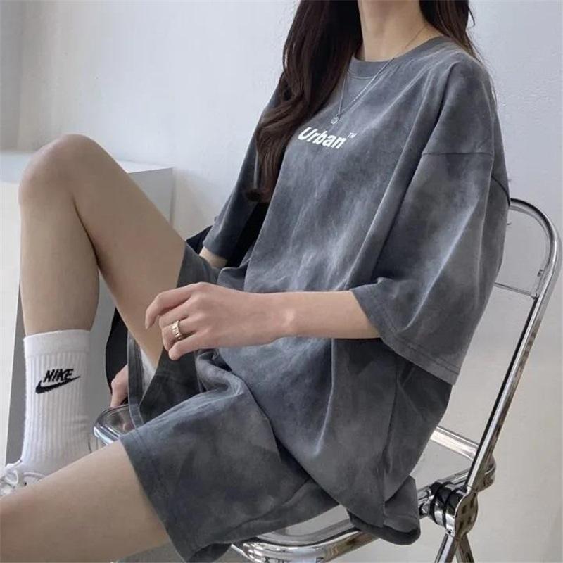 Women's Tie Dye Two Piece Set Urban Print Casual T-Shirt And Shorts Set